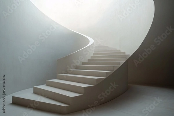 Fototapeta Minimalist Beige Spiral Staircase with Soft Diffused Light