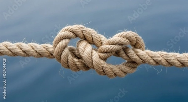 Fototapeta Close up of rope knot nautical marine strength and security
