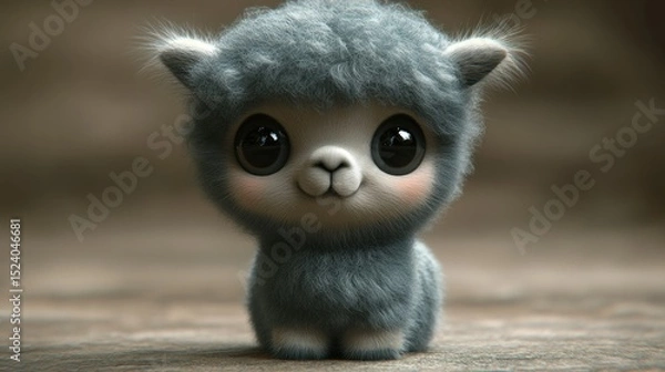Fototapeta Adorable digital llama.  Fluffy,  cute,  and  soft
