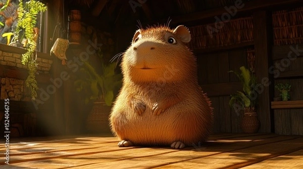 Fototapeta Cute rodent in a rustic home