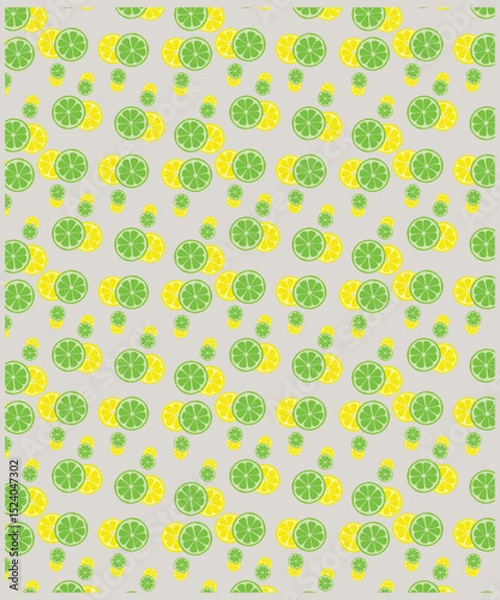 Fototapeta Orange fruit seamless pattern in abstract Matisse style. Tropical summer fruit on pink background. Citrus, curve leaves, tiny flowers print. Hand drawn vector fabric design, summer textile, wallpaper.