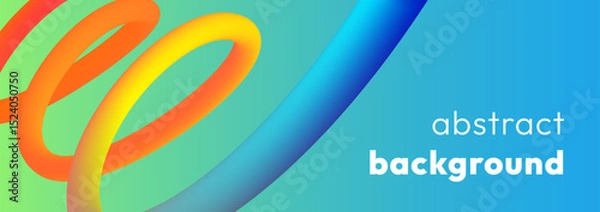Fototapeta Vibrant abstract background with colorful gradient lines, smooth tubular shapes. Fluid vivid wavy rainbow ribbon in the form of loops or spirals. Trendy dynamic futuristic banner
