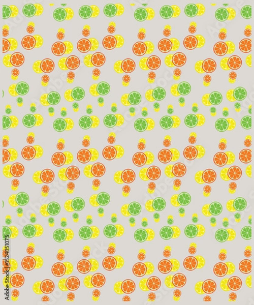 Fototapeta seamless pattern  orange fruit character. fruit drawing for wallpaper and background