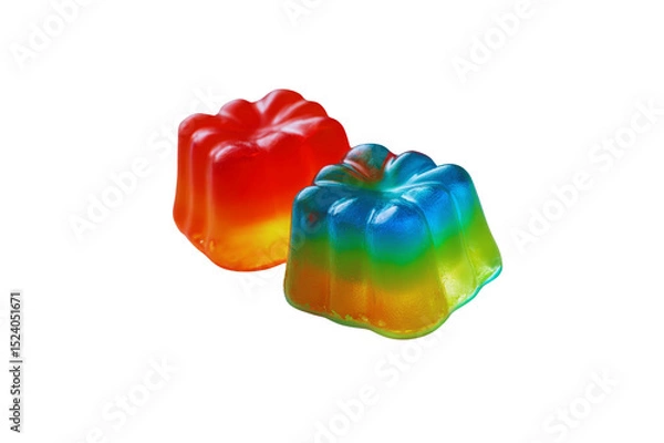 Fototapeta Delicious Colorful Rainbow Jelly Sweets Close Up Shot Two Cubes of Gummy Candy