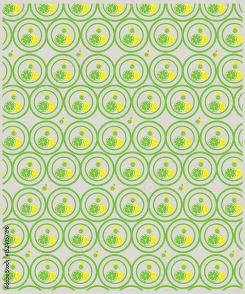 Fototapeta Abstract seamless orange fruit pattern. Citrus fruits and dots on white background