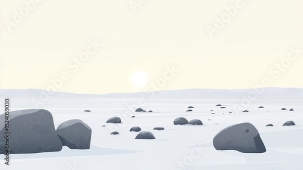 Obraz A flat, snowy, desolate landscape