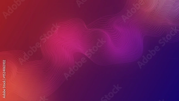Fototapeta Abstract line background with flowing wave shape in purple and red gradient colors