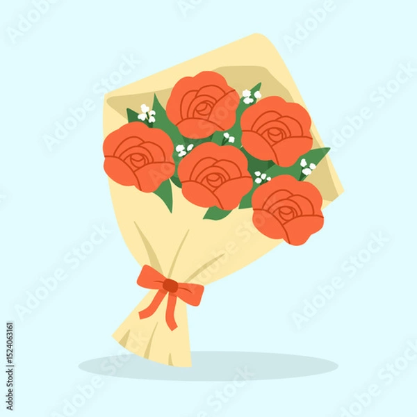 Obraz bouquet of red roses wrapped with ribbon. Great for weddings, graduation, or romantic celebration graphics