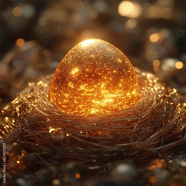 Fototapeta Enchanted Golden Nest Egg Artistic Spark High Resolution Picture