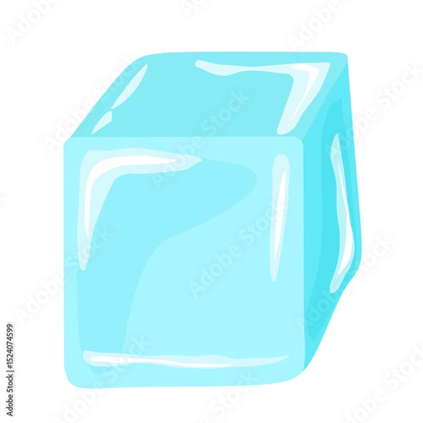 Obraz  illustration of a single ice cube with glossy highlights. Suitable for science, weather, or food-related themes