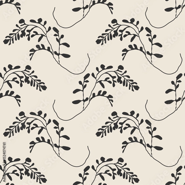 Obraz Trendy minimalist seamless botanical pattern with abstract creative hand drawn composition