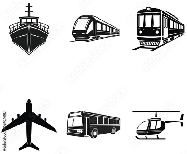 Obraz Transportation Silhouettes Isolated on White Background