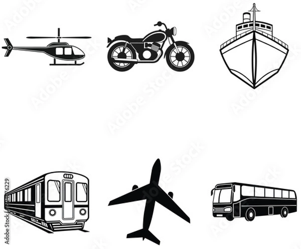 Obraz Clean Vector Set of Transportation Silhouettes