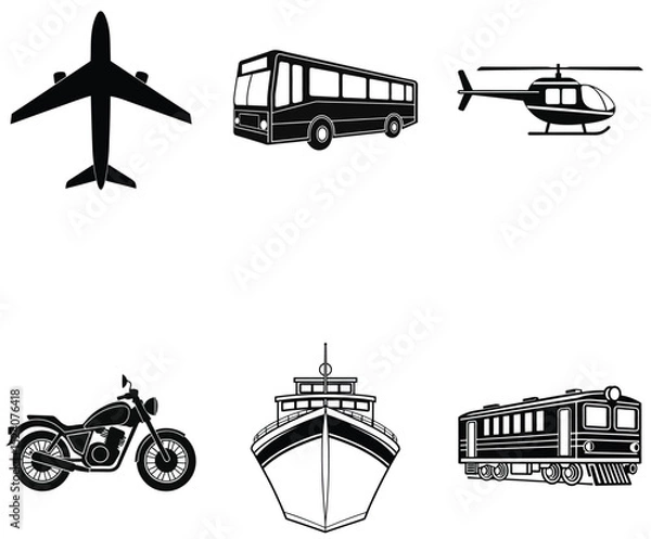 Obraz Minimalist Silhouette Icons of Modern Transportation