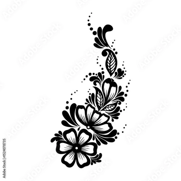 Obraz floral design element, Seamless Black and White Floral Pattern – Elegant Vintage Style Botanical Design