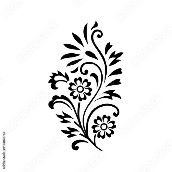 Obraz floral design element, Seamless Black and White Floral Pattern – Elegant Vintage Style Botanical Design