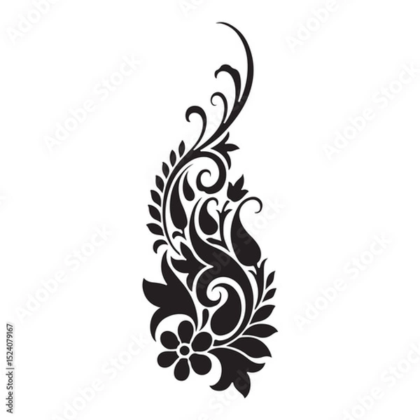 Obraz floral design element, Seamless Black and White Floral Pattern – Elegant Vintage Style Botanical Design