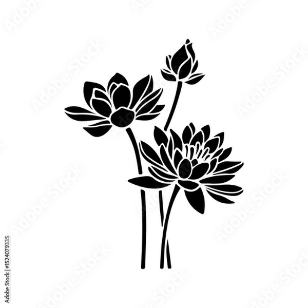 Obraz floral design element, Seamless Black and White Floral Pattern – Elegant Vintage Style Botanical Design