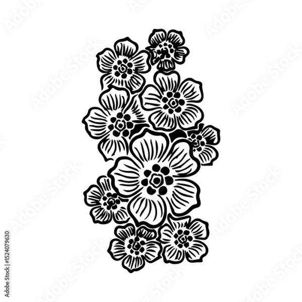 Obraz floral design element, Seamless Black and White Floral Pattern – Elegant Vintage Style Botanical Design