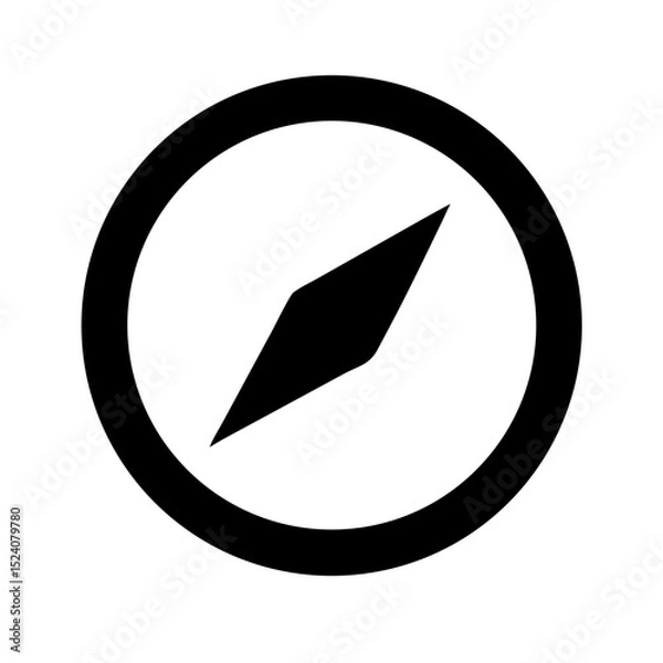 Fototapeta Compass vector icon black navigation tool in minimal flat design