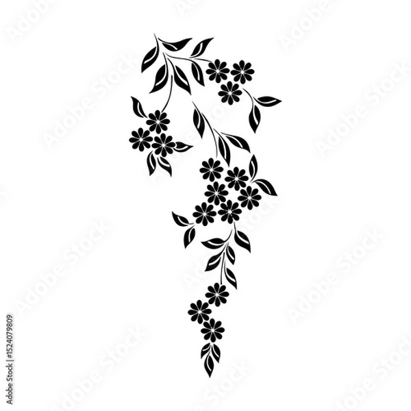 Obraz Seamless Black and White Floral Pattern – Elegant Vintage Style Botanical Design
