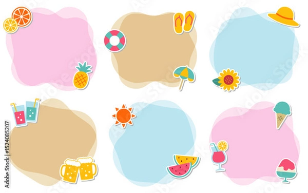Obraz Summer Frame Icons – Sticker Style Version