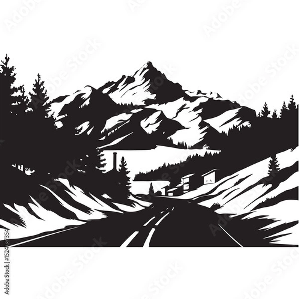 Obraz black-and-white mountain.eps