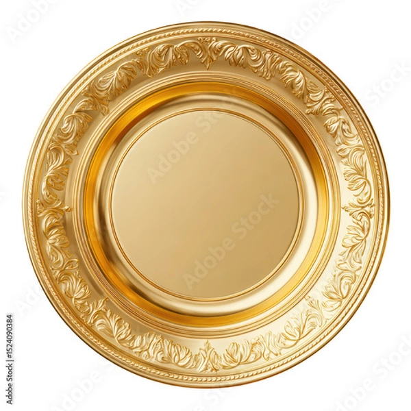 Obraz Elegant golden circular plate with intricate ornate design and glossy finish for luxurious table settings