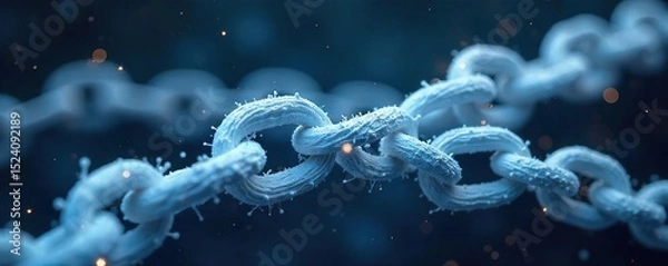 Fototapeta Interconnected white chains forming a complex network, symbolizing connection and unity Clean, minimalist aesthetic Perfect for abstract, technology, or spiritual themes , structure, link