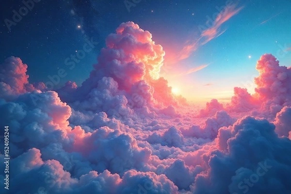 Fototapeta Ethereal condensation forming breathtaking celestial patterns, resembling clouds in a vibrant, otherworldly sky Perfect for fantasy, dreamlike, and spiritual themes , science, nature