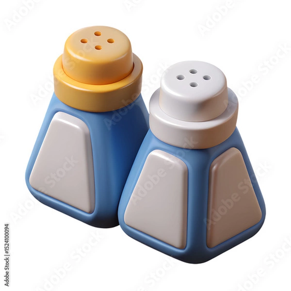 Fototapeta Salt and Pepper Shakers 3d icon in cartoon plastic style minimal isolated on transparent white background