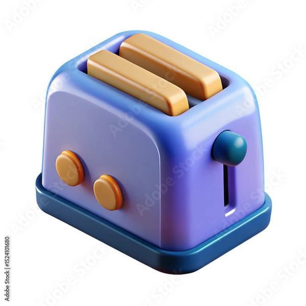 Fototapeta Toaster Appliance 3d icon in cartoon plastic style minimal isolated on transparent white background