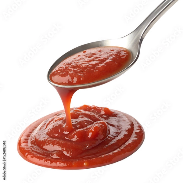 Fototapeta Ketchup Splash 3d icon in cartoon plastic style minimal isolated on transparent white background