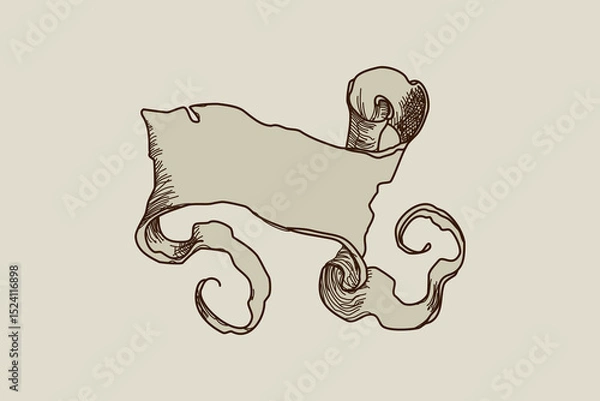 Obraz old scroll name tag marauders map blank space