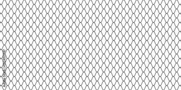Fototapeta Black metal mesh seamless pattern vector illustration. Metal grid pattern. Silhouette Steel wire Chain link Fence Pattern. veector ilustration
