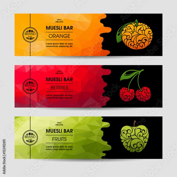 Fototapeta Vector set of templates packaging muesli bar