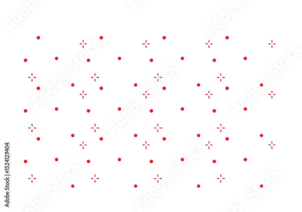 Fototapeta A pattern of red dots arranged in rows, varying from single dots to clusters, set against a white background.