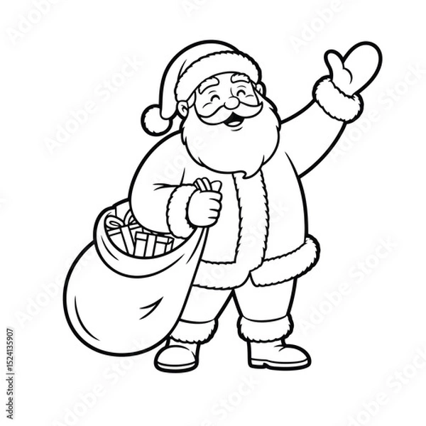 Obraz Vector illustration of a laughing Santa Claus with a Christmas smile, set on a white background