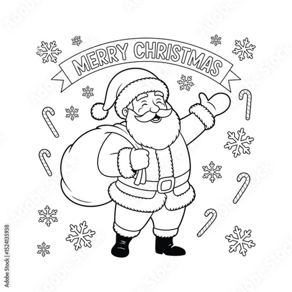 Obraz Vector illustration of a laughing Santa Claus with a Christmas smile, set on a white background
