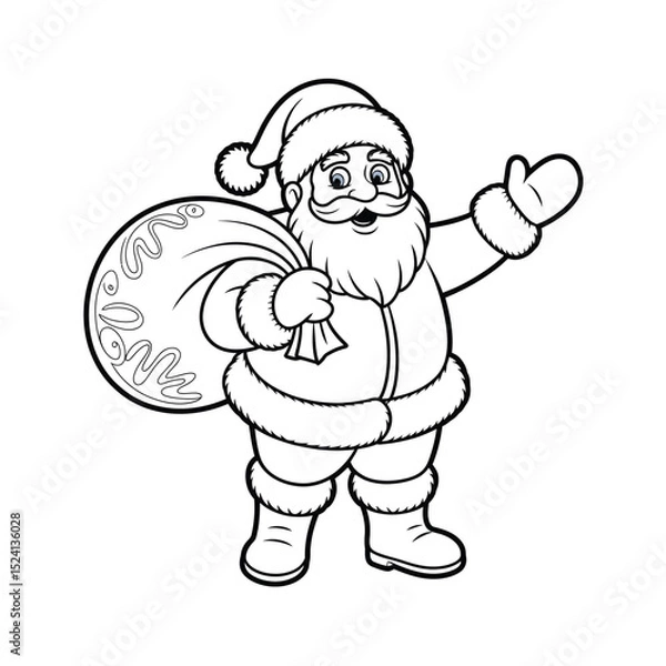 Obraz Vector illustration of a laughing Santa Claus with a Christmas smile, set on a white background