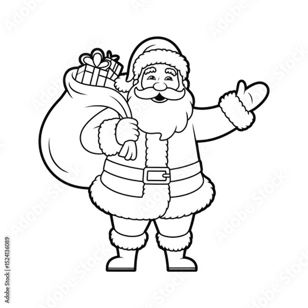 Obraz Vector illustration of a laughing Santa Claus with a Christmas smile, set on a white background