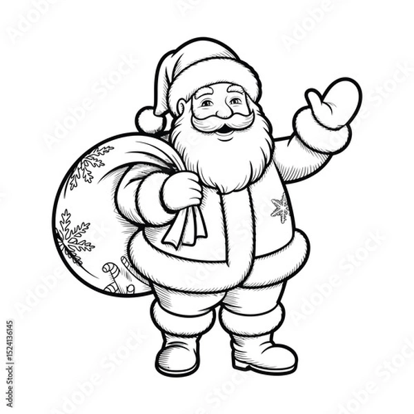 Obraz Vector illustration of a laughing Santa Claus with a Christmas smile, set on a white background