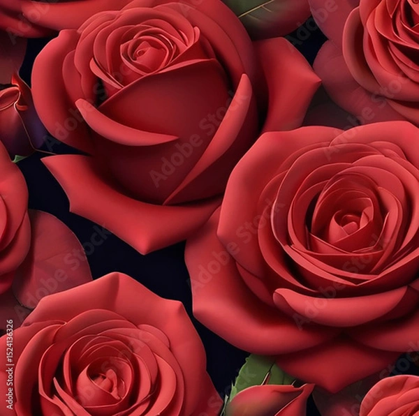 Fototapeta Seamless Pattern of Red Roses