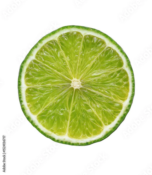 Fototapeta Close-up of a lime slice, vibrant green, circular