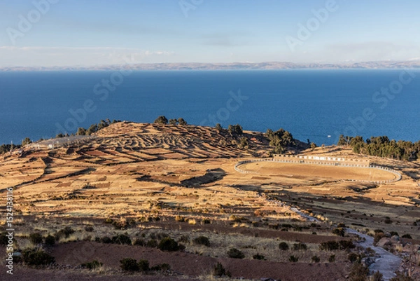 Obraz Soccer pitch on Amantani island in Titicaca lake, Peru