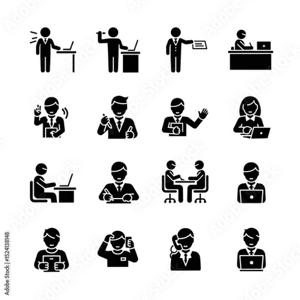 Obraz Business Work Activities Icons for Modern Professional Environments
