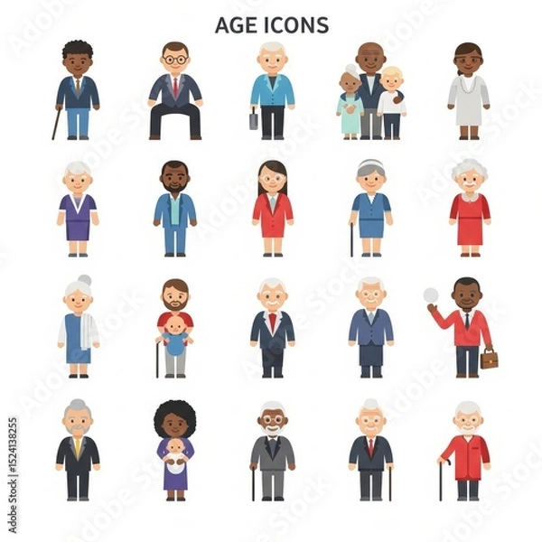 Obraz Diverse Age Icons Representing Various Life Stages and Occupations