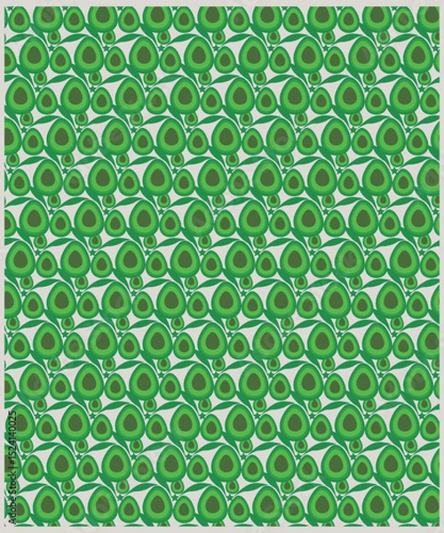 Fototapeta Avocados, fruits and leaves background. Avocado Pattern And Template. Sliced avocado on a Light background stock illustration. Seamless pattern of avocados 