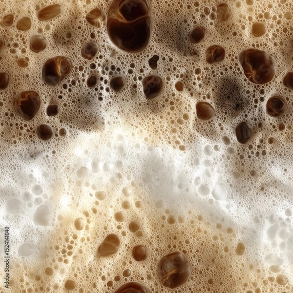 Fototapeta seamless texture features intricate details of coffee foam, showcasing creamy swirls and rich bubbles. ideal for creating immersive backgrounds enhancing various design elements.