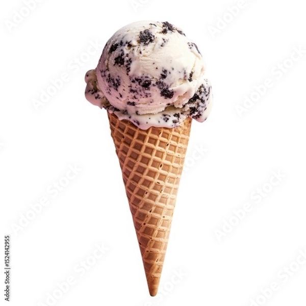 Fototapeta Cookies cream ice cream cone isolated on white background